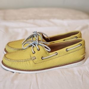 Sperry Goldcup Top sider sz 10m Womens Snakeskin Leather Yellow Boat shoes